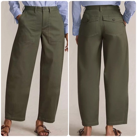 Lands' End Pants - NWOT Lands’ End Chino Barrel Leg Utility Ankle Pants Women’s 8P Green Lagenlook